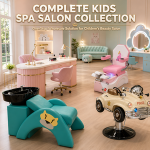Conjunto Completo de Muebles para Salón de Belleza Infantil: Cama de Champú con Diseño de Animal Adorable, Silla de Peluquería Montable, Mesa de Pedicura y Manicura, Sofá de Espera y Colección - Product Image 1