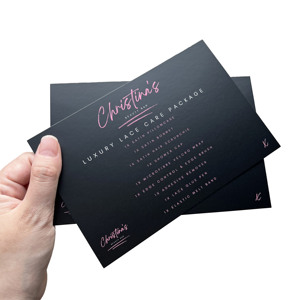 Tarjeta de Agradecimiento Premium con Grabado en Relieve - Tarjetas Negras con Lámina Rosa para Apreciación al Cliente con Marca - Product Image 2