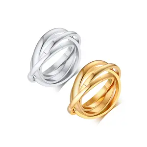Fijne Modieuze Sieraden Accessoires Triple Band Vergrendeld Rolling Ring Spinner Fidget Ring Roestvrij Stalen Ring