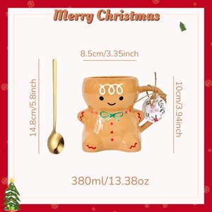 2024 personalizzato all'ingrosso regalo di natale tazza di caffè coppia souvenir creativo di pan di zenzero uomo carino cartone animato tazza di ceramica tazza - Product Image 6