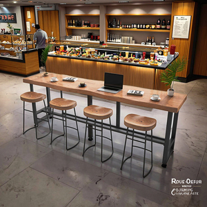 Modern masif ahşap <span class=keywords><strong>Bar</strong></span> masası yüksek sandalye ticari yüksek sandalye üreticisi için Cafe süt çay dükkanı balkon eğlence oturma odası - Product Image 3