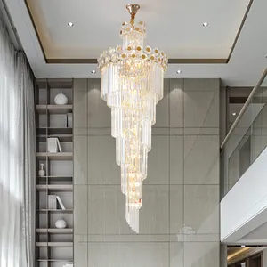 Luxus raffiniertes Duplex-Willa-Licht moderne Kronleuchter Penthouse Hotel Lobby Kristall-Aufhänglichter