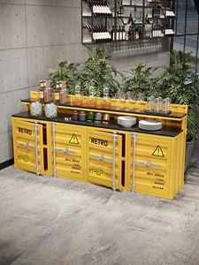 Comptoir <span class=keywords><strong>de</strong></span> bar industriel <span class=keywords><strong>chic</strong></span> en métal <span class=keywords><strong>de</strong></span> qualité supérieure Design Steampunk Construction en fer rustique Rangement commercial pour la maison et le salon - Product Image 4