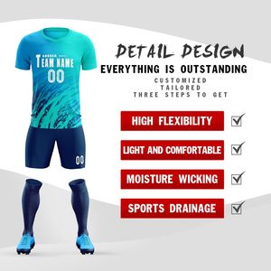 Camiseta de Fútbol Personalizada con Nombre y Número, Sublimada, Impresión 3D, Cuello en V, Uniforme Transpirable Unisex para Adultos - Product Image 2