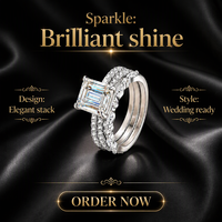 Bague double rangée en argent 925 avec moissanite taille émeraude 8*10MM pour femme – Élégante pour fiançailles, mariage et occasions formelles