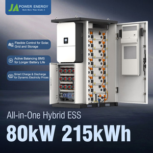 Gabinete BESS Refrigerado por Aire para Exteriores, <span class=keywords><strong>80kW</strong></span> 215kWh, Batería de Alto Voltaje Todo en Uno JApower con Inversor Híbrido Deye, LiFePO4, EMS Inteligente - Product Image 1