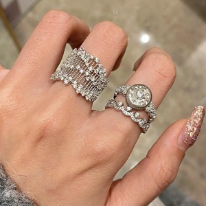 Anillo de Plata Pura S925 de Lujo Ligero, Diseño de Encaje de Palacio, Cielo Estrellado con Diamantes Brillantes, Tejido de Sueños, Anillo de Diamantes Completos - Product Image 2