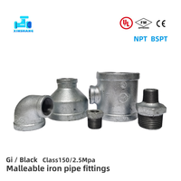 Raccords de tuyauterie en fonte malléable NPT BSPT UL FM noir/GI, Té réducteur, Raccord à emboîtement fermé, pour sprinklers d'incendie, gaz, huile, eau, OEM