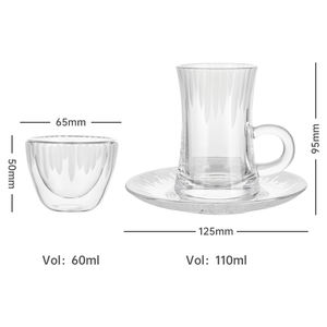 Marche di tazze da tè Private Label stile turco in vetro nero gradiente dipinto di colore tazze da tè Set tazza di caffè in vetro e piattini Set - Product Image 5
