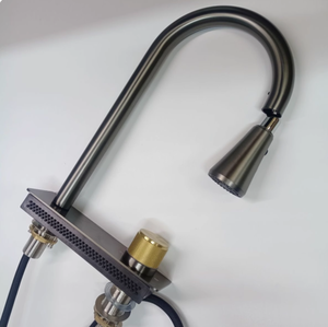 Robinet de cuisine à deux trous, cascade extractible, pour le lavage des légumes, eau chaude et froide, noyau en cuivre intégral - Product Image 1