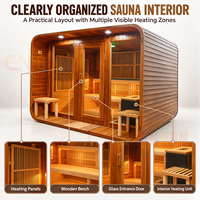 Ruang Sauna Kayu Berdiri Sendiri untuk Rumah Villa Wellness Kabin Sauna Kaca Besar Pasokan OEM