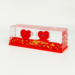 Décoration flottante en forme de cœur d'amour et de flèche de Cupidon - Ornement de bureau en paillettes liquides multiformes, cadeaux romantiques pour elle pour la Saint-Valentin - Product Image 3