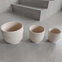Pot de fleurs d'intérieur moderne et écologique en fibrociment 100 % recyclé, surface terrazzo beige, pour exposition, maison et jardin