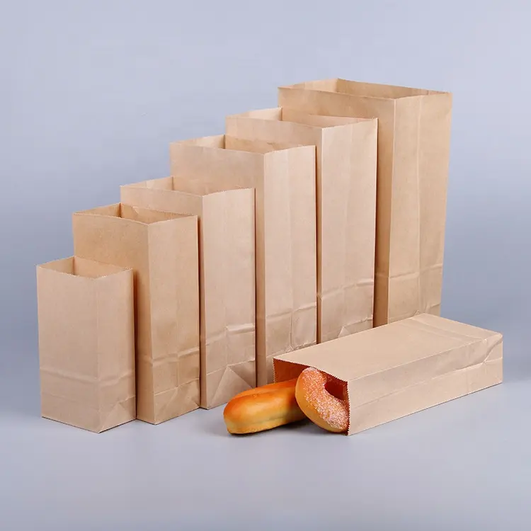 Personalisieren Sie benutzer definierte Kraft papiertüte in Lebensmittel qualität, recycelte braune Papiertüte Brown Bakery Paper Bags Preis