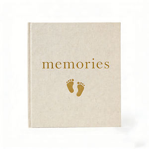 Carnet de souvenirs pour bébé avec couverture en <span class=keywords><strong>tissu</strong></span> personnalisable, journal de croissance mensuelle, livre de souvenirs à retenir, couverture rigide, carnet de jalons pour nouveau-né, premier anniversaire - Product Image 1