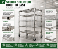 Chariot de stockage mobile multi-niveaux en acier inoxydable pour aliments surgelés, idéal pour la transformation de la viande et les chambres froides