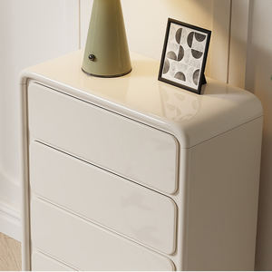 خزانة عالية على الطراز الاسكندنافي بيضاء اللون لغرفة المعيشة بجانب الزاوية 4 أدراج معاد تدويرها أريكة من الصنوبر خزانة جانبية - Product Image 5