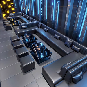 Kommerzielle Strip Bar Club Möbel Nachtclub Lounge Led Steht isch und Stuhl Set Schwarzes Leder Zigarren <span class=keywords><strong>sofa</strong></span> Stand für Restaurants - Product Image 2