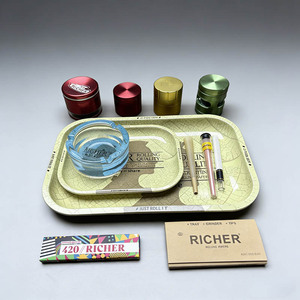 Juego de Papel de Liar Marrón Ecológico Sin Blanquear con Molinillo de Hierbas y Bandeja Metálica para Liar, Accesorios para Fumar, Regalo - Product Image 1