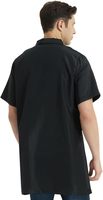Veste de barbier personnalisable avec logo, manches courtes, lavable en machine, chemise de travail noire pour hommes, vestes de coiffeur
