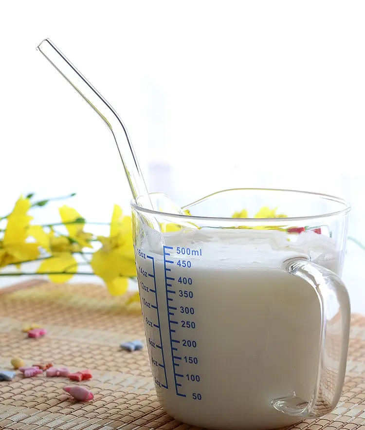 Canudo de vidro colorido reutilizável, ecologicamente correto e resistente ao calor para bebidas e bares, embalagens a granel