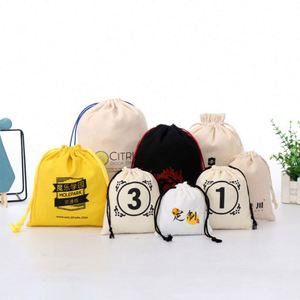 New Small <b>Bag</b> With Strings for Small Businesses Custom Organic Canvas Cotton White Mini Lightweight Gift <b>Bags</b> With Logo - Product Image 6