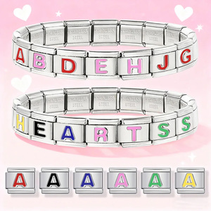 Modernas Eslabones de Pulsera Italiana con Diseño de Corazón y Cereza, Compatibles con Pulseras de Acero Inoxidable de 9mm para Mujer y Hombre, Ideales para Creación de Joyas DIY y Regalos - Product Image 1