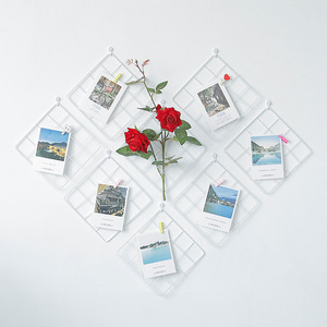 Vente en gros Grille métallique multifonctionnelle pour photos murales Grille pour cartes postales Cadre en maille Maison Chambre <span class=keywords><strong>DIY</strong></span> Décoration Support de rangement en fer - Product Image 6