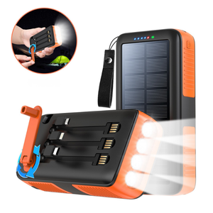 Batterie externe solaire 30000mAh avec générateur à manivelle, charge rapide 12W, 3 câbles intégrés, lampe torche LED, chargeur d'<span class=keywords><strong>urgence</strong></span> portable - Product Image 1