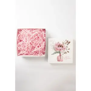 Boîte cadeau vide personnalisée blanche avec motif floral et nom, ensemble cadeau élégant 20x20 & 25x30 - Product Image 2