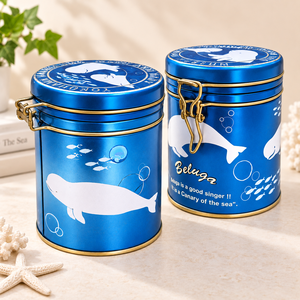 Lata Redonda de Hojalata con Doble Cierre de Alambre, Apta para Alimentos, Hermética, Cilindro Metálico para Envasar Café, Té y Dulces - Product Image 1