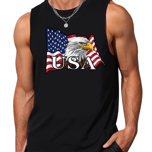 Camiseta sin Mangas con Símbolos Americanos para Hombre, Tejida en 100% Algodón, Informal, Transpirable, Ecológica, de Secado Rápido, con Iconos Americanos Clásicos - Product Image 2