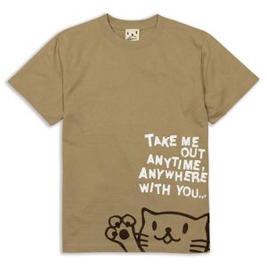 T-shirt da uomo e da donna a maniche corte con stampa gatto color Sabbia Kaki SCOPY Scorpion - Product Image 1