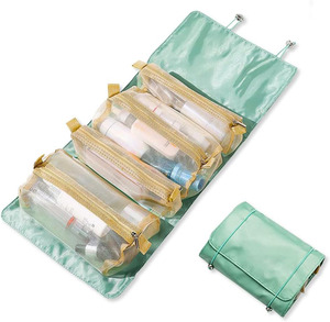 Multifunctional 4-in-1 Large Capacity Nylon Cosmetic <b>Bag</b> Zipper Foldable Portable for Storage Fashion Trend Travel Outdoor - Product Image 1