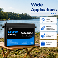 Batterie au phosphate de fer et de lithium PST 12,8 V 200 Ah à longue durée de vie pour système de panneaux solaires, camping-car, bateau, caravane et alimentation hors réseau