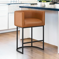 Tabouret de bar haut de gamme au design moderne avec accoudoirs en PU et structure en acier pour la maison, la cuisine, l'extérieur, les restaurants, les centres commerciaux et les halls