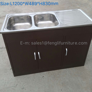 Évier de cuisine en acier inoxydable au design moderne personnalisé avec armoire de rangement intégrée - Product Image 5