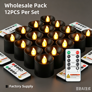 Lot de 12 bougies <span class=keywords><strong>LED</strong></span> 3D sans flamme, type pilier, avec télécommande, minuterie 2/4/6/8h, fonctionnant sur piles, pour mariage et décoration intérieure - Product Image 3