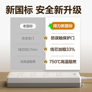Deli Power Strip 8 Outlets 2 M Cable White Safety <b>Socket</b> Home Office Use - Product Image 3