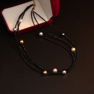Collier à plusieurs rangs en perles pour femmes, imitation perle, chaîne noire, bijoux de mode, style élégant pour un usage quotidien - Product Image 3