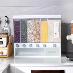 Dispensador de Cereales de 6 Compartimentos Tipo Prensa, Montable en Pared o Encimera, Caja de Almacenamiento de Granos para Arroz <span class=keywords><strong>y</strong></span> Alimentos Secos - Product Image 2