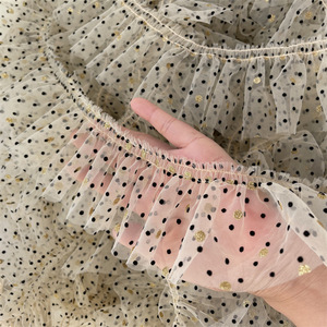 Larghezza 8 cm nastro poliestere oro nero a pois pizzo Chiffon <span class=keywords><strong>con</strong></span> volant morbido pizzo a rete per abito polsino bordo orlo - Product Image 4