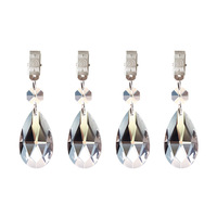 Ensemble de 4 pièces : Pendentifs en verre émaillé pour nappe, clips métalliques, pendentifs prismatiques en forme de goutte d'eau pour table de pique-nique