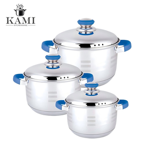 Juego de Cacerolas Modernas KAMI de Acero Inoxidable con Asas de Acero Inoxidable y Tapas de Vidrio, 3 Piezas Antiadherentes para Estufas de Gas e Inducción - Product Image 3