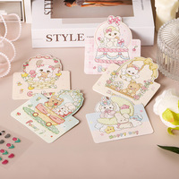 Cartes de vœux pliables avec motifs de personnages de dessins animés adorables, lapin, chien, ours, découpées, cartes en papier pour décorations de fête et cadeaux