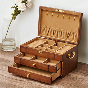 Jewelry <b>Box</b> Full Lock <b>Large</b> Capacity Multifunctional Jewelry Storage Accessory <b>Box</b> Wedding <b>Gift</b> Drawer-Style Storage Model - Product Image 5