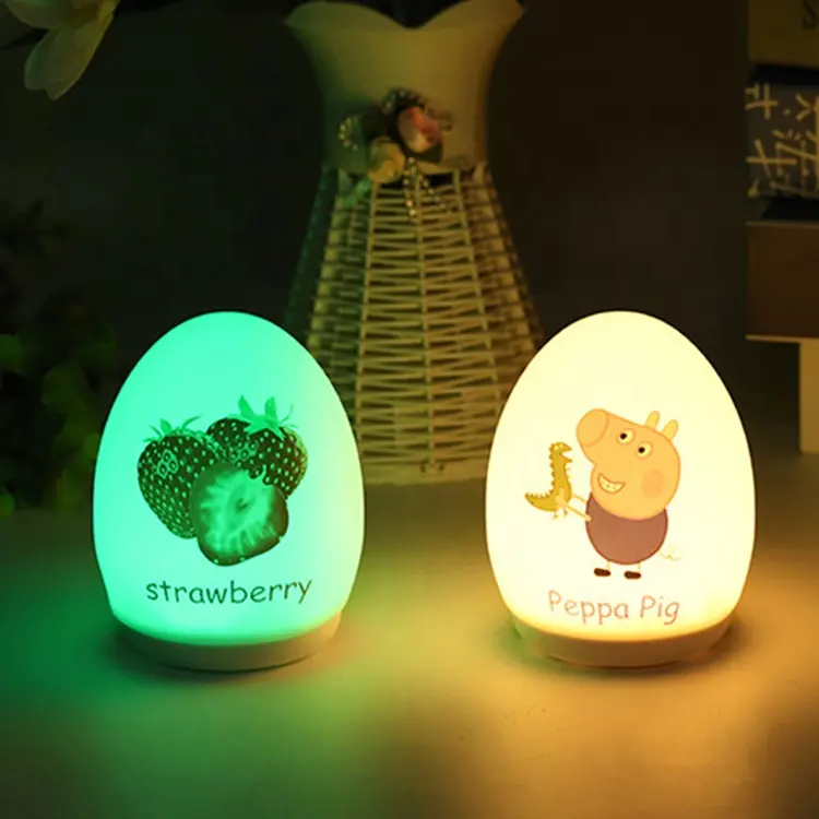Silicone LED Night Light Lamp Top Seller Creative USB Rechargeable Cute Silicone light Home Decoration egg shaped