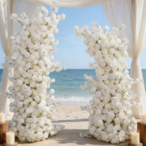 Arreglo Floral para Boda, Arco de Flores, Rosa Blanca, Arco de Cuerno, Flores Artificiales para Decoración del Pasillo de Boda - Product Image 3