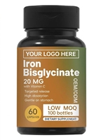 Cápsulas de Bisglicinato de Hierro 20mg con Vitamina C, Alta Absorción, Suave para el Estómago, Alto Contenido Proteico, Suplemento para el Sistema Inmunológico en Adultos, OEM
