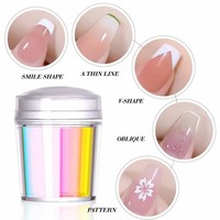 Tampon à ongles dégradé au laser avec grattoir Outil de manucure Tampon à ongles en silicone transparent